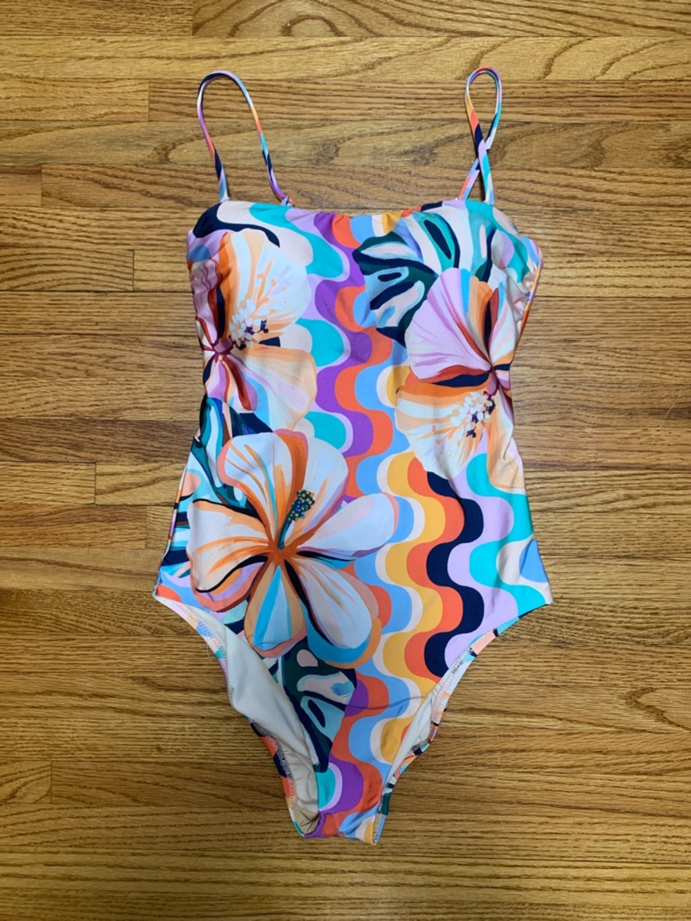 Sunshine 79 swimsuit - strapless bandeau one piece retro print untamed tropics 6